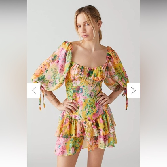 🍋 For Love And Lemons Nina Dress in Yellow - Picture 1 of 16